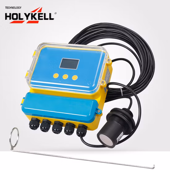 Medidor de vazão de canal aberto Holykell Medidor de vazão ultrassônico de área variável Medidor Flujo Ultrasonido Fluxo de canal aberto Sensor Medidor de vazão de canal aberto de rio DC24V